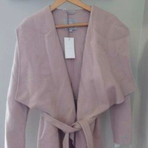 New SOIA & KYO Samia Belted Coat Large Dusty Rose Wool Jacket